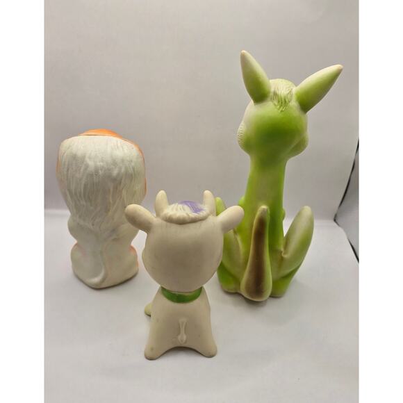 Vintage Rubber Squeak Toy Lot – Lion, Cow & Kangaroo with Joey - Picture 3 of 8